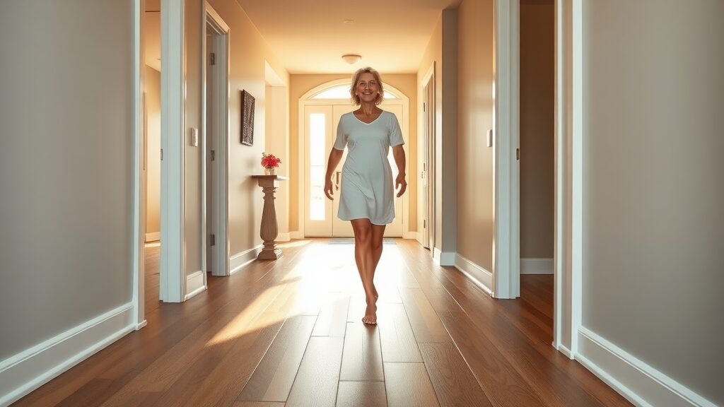 luxury vinyl and hardwood flooring in action, st. charles home hallway with natural light