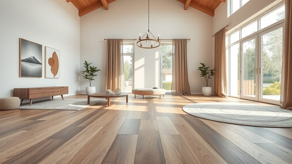 Modern home flooring trends in St. Charles Missouri: wide-plank wood, luxury vinyl, statement area rugs