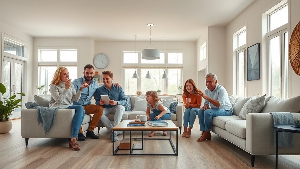 Modern Missouri family living room with new LVP flooring - lvp flooring installation missouri