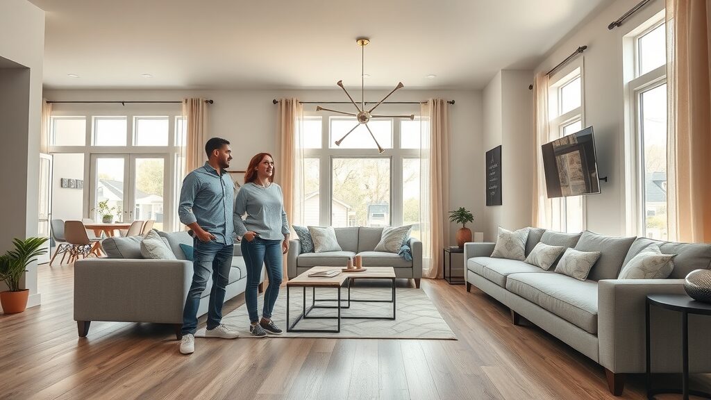modern Missouri living room flooring solutions, vibrant residents, newly installed luxury vinyl