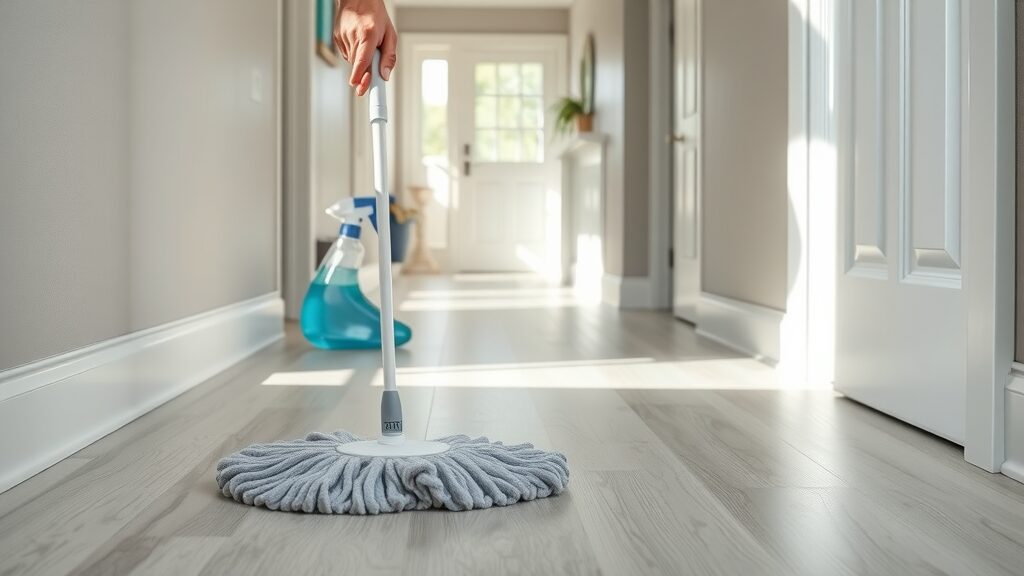 Microfiber mop cleaning LVP flooring - lvp flooring installation missouri
