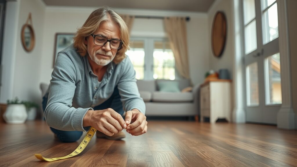 Homeowner measuring room for flooring estimate - flooring contractors st. charles free estimate