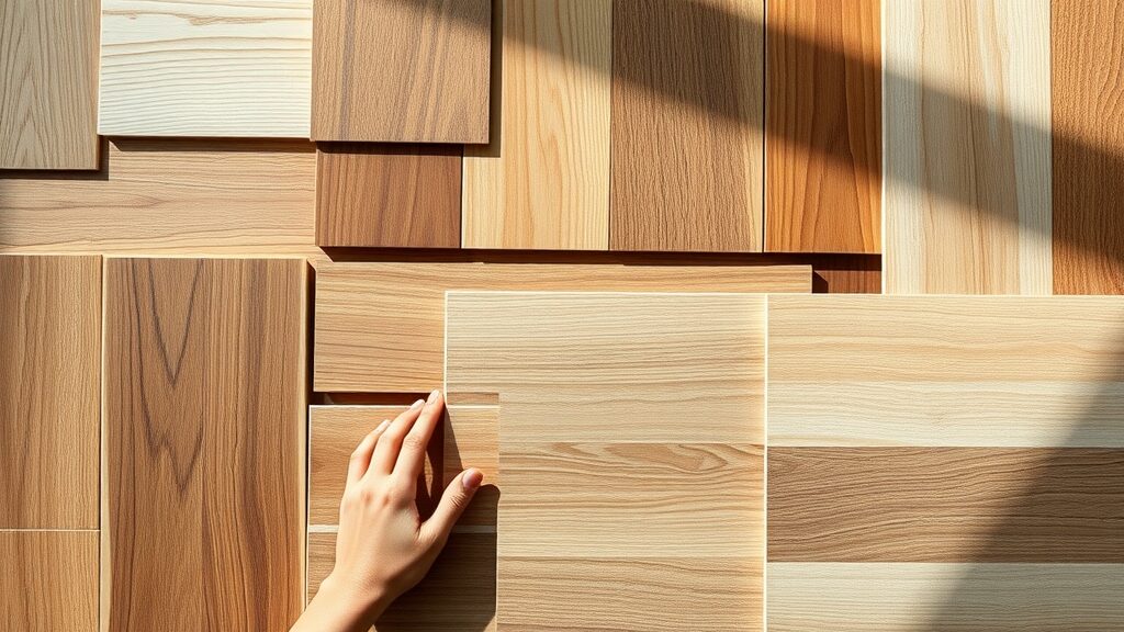 showroom table displaying hardwood, luxury vinyl, laminate, and tile flooring swatches, Saint Charles MO
