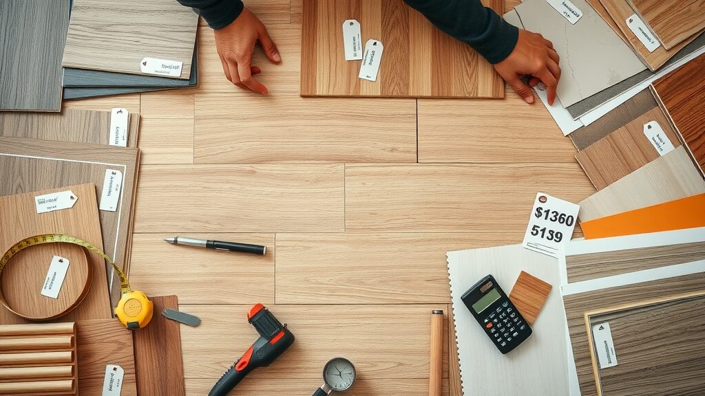 Selection of flooring materials and tools for installation - flooring contractors st. charles cost comparison